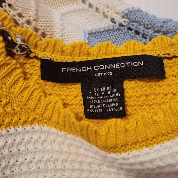 French Connection Womens Yellow & Blue Crochet Sleeveless Sweaterdress NWT - Picture 6 of 6